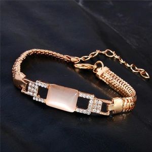 Women's Gold Filled Crystal Square Opal Bracelet